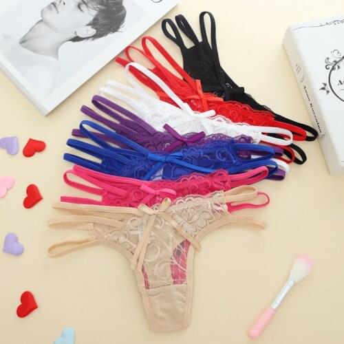 Sexy Lace Thongs Panties Women G-String Underwear Hollow Briefs Female Lingerie Floral Ladies Underpants Panties 7 Colors