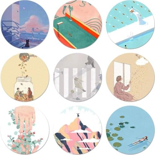 Illustrated Ladies Funny Moon Icons Pins Badge Decoration Brooches Metal Badges For Backpack Decoration 58mm