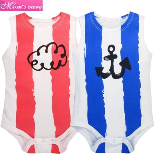 Baby vest red and blue strips, boys and girls baby romper, 100% cotton thin, Fine plain boneless newborn ves
