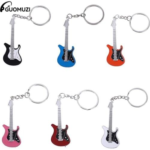 1PCS Mini Metal Classic Electric Guitar Keychain Key Car Chain Guitar Key Ring Musical Instruments Pendant For Man Women 6Colors