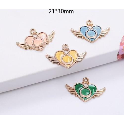 10pcs/Lot Angel Wing Diy Handmade Oil Enamel Charms Design for Jewelry Making Earring Bracelet or Necklace