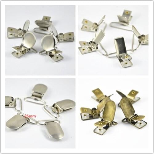 20Pcs Metal Oval Round Rectangle Baby Metal Suspender Pacifier Holders Clips With Plastic Insert Craft Sewing Tool U-Shape