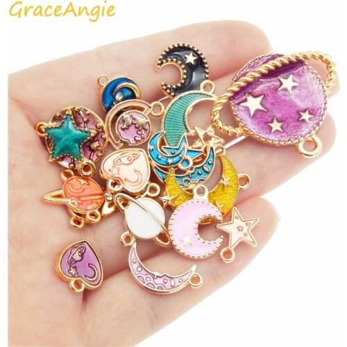 20pcs/pack Mix Sun Moon&Stars floating charms Tone Universal Pendants Alloy Metal Enamel Charms For DIY Earrings Jewelry Making