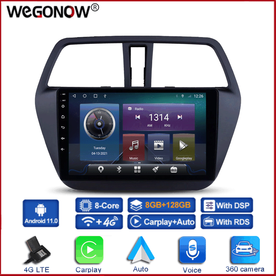 360 Panoramic Camera Carplay 6GB+128GB Android 10.0 Car DVD Player GPS WIFI Bluetooth RDS Radio For Suzuki SX4 S-CROSS 2014-2017