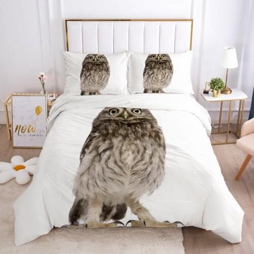 3D Bedding Set Duvet Cover Sets White Quilt Covers Comforter Case Pillowcases Bed Linen King Queen Full Animal Owl Home textile