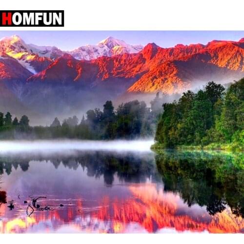 HOMFUN Full Square/Round Drill 5D DIY Diamond Painting "Scenic Lake water" Embroidery Cross Stitch 3D Home Decor Gift BK015