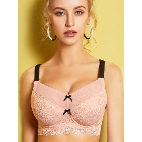 Womens Non Padded Underwire Full Coverage Sheer Lace Supportive Minimizer Bra 34 36 38 40 42 44 46 B C D E F G H I J