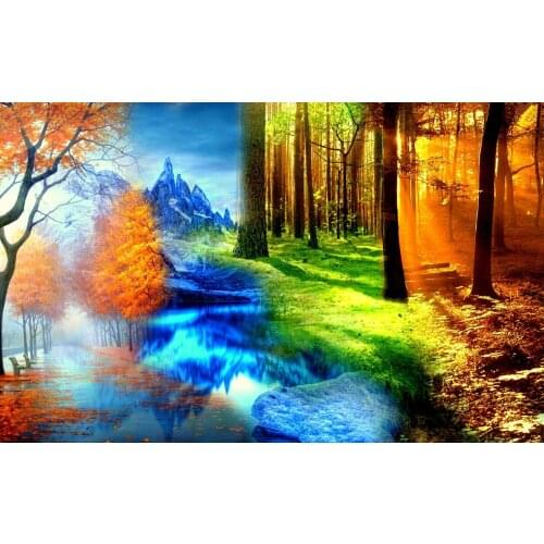 Four Seasons Art Film Print Silk Poster Home Wall Decor 24x36inch