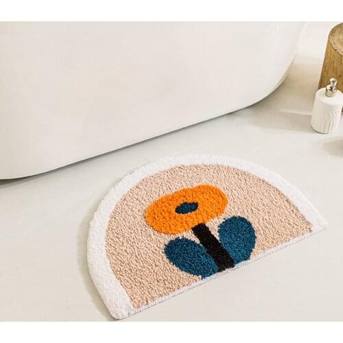 Floral Bath Mat Flower Shaggy Bath Rug Carpet in Bathroom Mats Rugs Fluffy Bathtub Mat Rug Entrance Door Mat Home Decoration