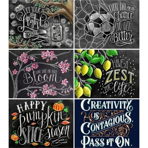 EverShine Diamond Painting Text Full Square/Round Drill 5D DIY Embroidery Blackboard Cross Stitch Kits Mosaic Home Decor Gift