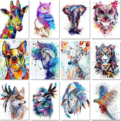 GATYZTORY DIY Painting By Numbers Figure HandPainted Oil Painting Animals Canvas Drawing Home Decor Gift