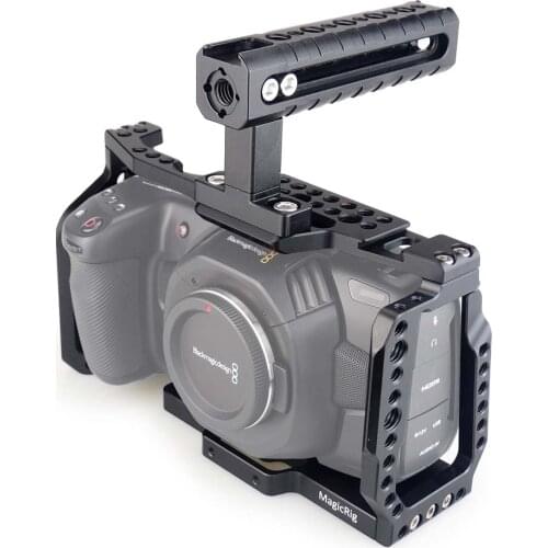 MAGICRIG BMPCC 4K Cage with Top Handle for Blackmagic Pocket Cinema Camera BMPCC 4K /BMPCC 6K to Mount Microphone Monitor Flash
