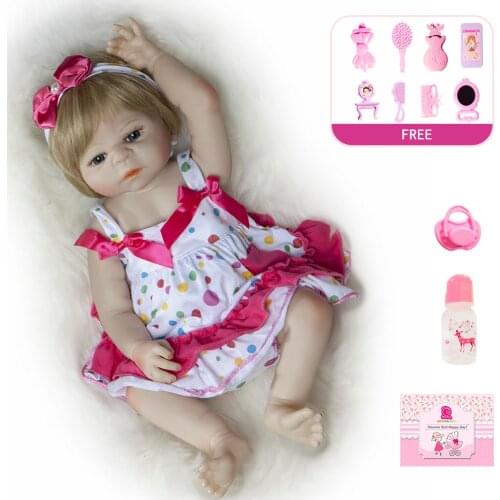 18"48CM Reborn Toddle Doll Full Body Silicone Baby Smoot Bebe Reborn Doll Kids Birthday Christmas Gift Soft Silicone Vinyl Body