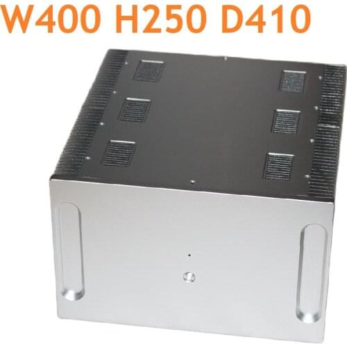 Full Silver Sandblasting DIY Heat Sink Luxury Chassis Power Amplifier Housing DIY Aluminum Rear Class Decoding Enclosure W400