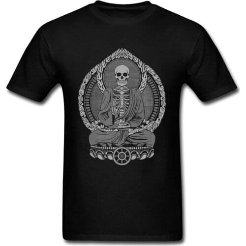 Starving Skull Buddha Tshirt Ink Charcoal Tops & Tees Crewneck 100% Cotton Geek Men T-shirts Novelty Meditation T Shirt New