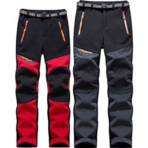 Softshell Hiking Pants Women Mens Winter Warm Fleece Pants Sport Outdoor Skiing Camping Trekking Waterproof Hombre Autumn PM38