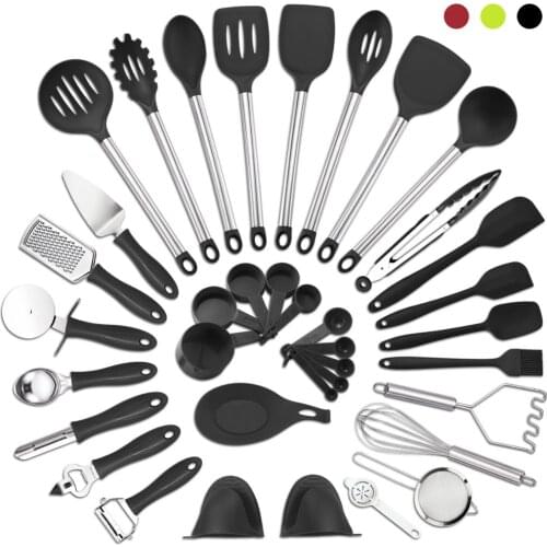 Kitchen Utensil Set 37-Piece Cooking Utensils Nylon and Stainless Steel Utensil Set Nonstick Spatula Set Cooking Tool Set Gift