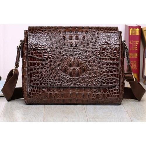 2021 New Trendy Fashion Crocodile Pattern Mens messenger bag real cowhide all-match casual shoulder bag designer bag