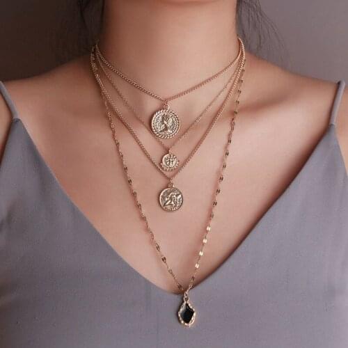 New Necklace 2021 Fashion Metal Necklaces for Women Multilayer Pendant Long Necklace Jewelry Wholesale Collares Kpop