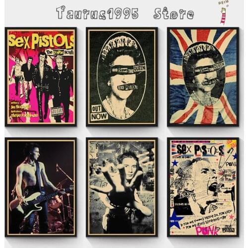New Rock band Sex Pistols Kraft Paper Paper Posters Wall Home Bar Posters Home Decor Gift Home Decor wall sticker