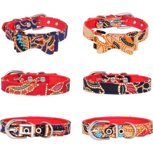 Pawstrip Print Small Dog Collar Cute Bow Cat Collar Adjustable Puppy Collar Leather Dog Leash For Chihuahua Pomeranian XS-L