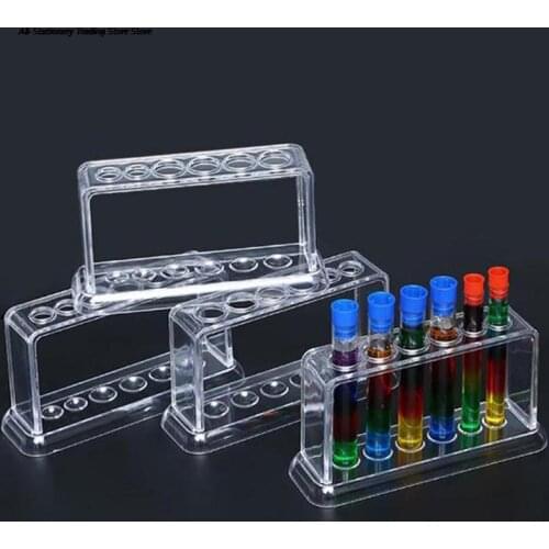 Plastic Clear Test Tube Rack 6 Holes Stand Lab Test Tube Stand Shelf School Supply Lab Equipment 16.7*8*3cm