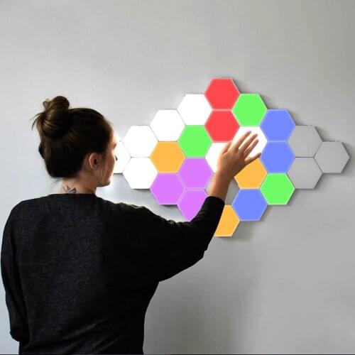 Quantum Hexagon Colorful Honeycomb LED Wall Lamp With Touch Sensitive For Bedroom Living Room Stair Loft DIY Decor Night Light
