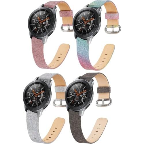 Shiny Bling Glitter Leather Band Watch Strap for Samsung Galaxy Watch 46mm for Watch3 45mm Replacement strap 22mm