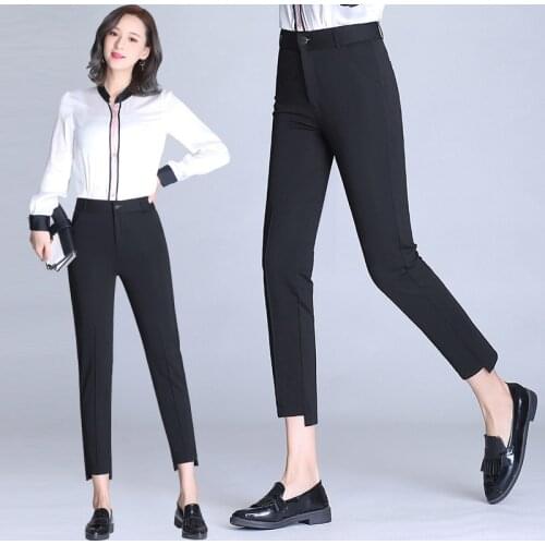 GEMUTLICH S-9XL Plus Size Black Slim Pencil Pants Thin High Waist Casual Ankle-Length Pant Trousers