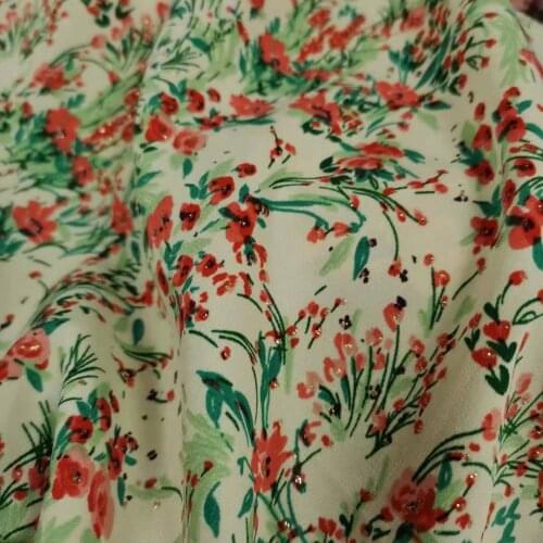 Floral Bling Chiffon Fahion Glittery Dress Gown Fabric Shiny Soft Stretchy DIY Material