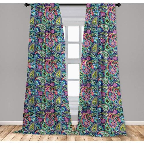 Teal Pink Paisley Curtains Ornate Traditional Paisley Elements with Details in Bohemian Window Treatments for Living Room