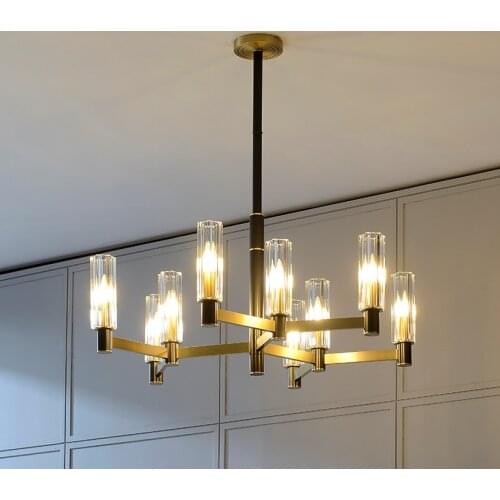 Modern All Copper Chandelier Lighting Living Room Bedroom Decor Nordic Luxury LED Chandeliers Crystal Kitchen Ceiling Chandelier