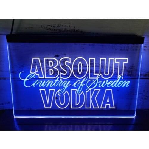 SS074 Absolut Vodka Country of Sweden Beer Dual Color LED Neon Sign