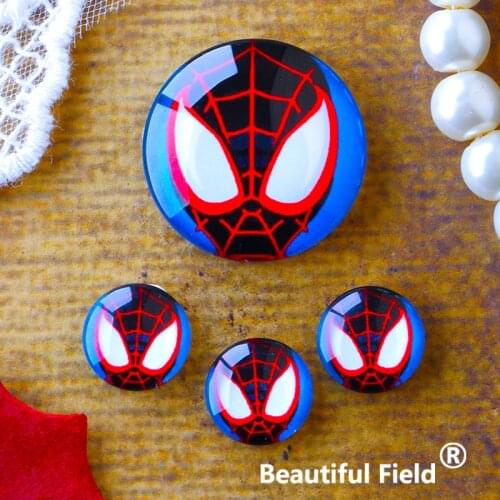 12mm 25mm 14mm 16mm 18mm 20mm Photo Glass Cabochons Round Cameo Set Handmade Settings Stone Spider Hero NSS240