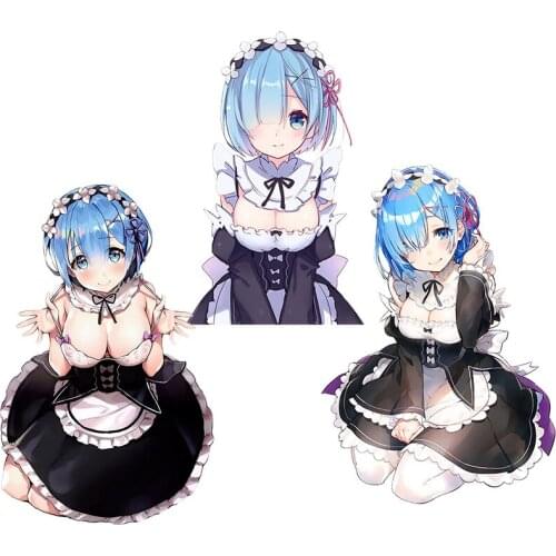 Three Ratels CA99 RE:ZERO cute Rem Vinyl PVC Personalized maid anime sticker room decoration car sticker refrigerator label