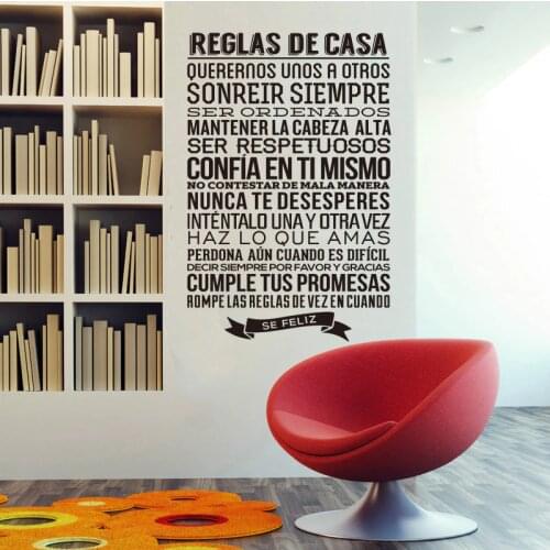 Vinyl wall sticker Spanish quote "reglas de casa" letter wall decal artist home decoration wallpaper house decoration DW0681