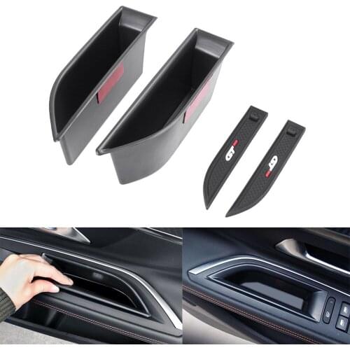 2pcs/Set CAr Interior Inner Front Door Storage Box For Peugeot 3008 GT2006 2016 2017 Black