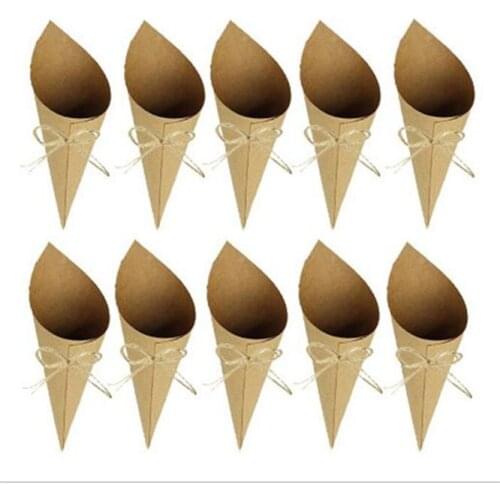 1000pcs Simple Wedding confetti cones with hemp rope kraft Petal Candy Placing natural confetti cones wedding party decoration