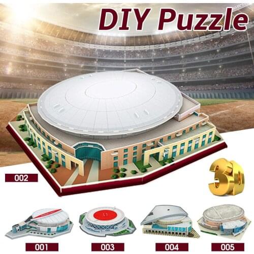 DIY 3D Puzzle Jigsaw Football Stadium European Soccer Playground Assembled Building Model Children Baby Puzzle Educational Toys