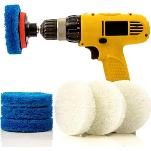 4 Inch Drill Power Brush Tile Scrubber Scouring Pads Cleaning Kit, Includes Drill Attachment Heavy Duty Household Cleaning Tool