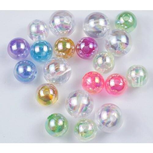 6/8/10/12mm 50/100Pcs/Lot Colour AB Charms Round Acrylic Beads Loose Spacer Beads for DIY Handmade Necklace Bracelet Jewelry