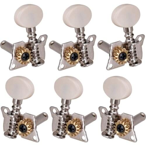 6 Pieces 3R 3L Guitar Machine Heads Mechanical Tuning Pegs For Acoustic Guitar Electric Guitar, Silver
