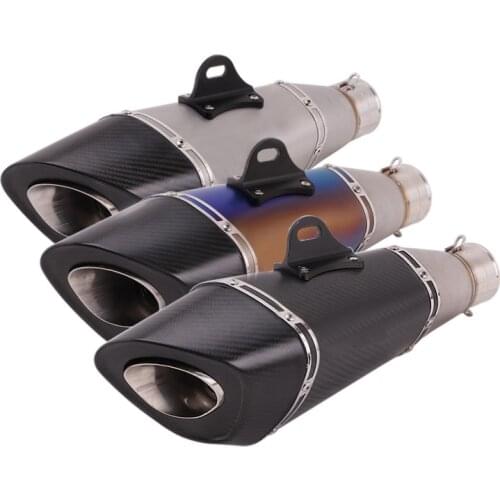 60mm Universal Motorcycle Exhaust Tail Pipe With Muffler 430mm Carbon Fiber Exhaust System For ATV Street Bike