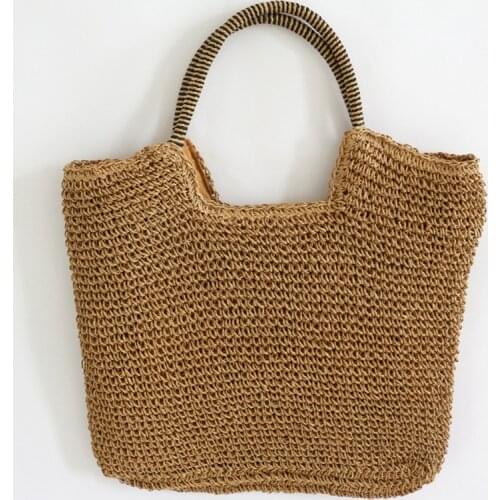 Aaby 2021 New High Capacity Straw Tote Bags For Women High Quality Ladies Handbag With Zipper Summer Straw Beach Big Bags