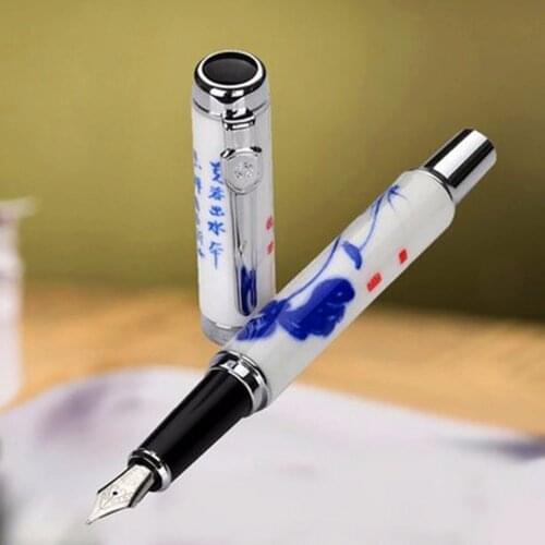 Hero 1092 blue and white porcelain pen painting iridium pen ink lotus water lily pen China collection classical gift