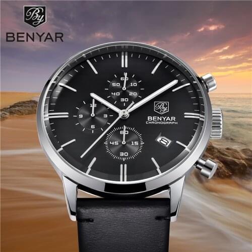 BENYAR Mens watches quartz business Large dial wristwatch mens top brand luxury clock sport men chronograph Relogio Masculino