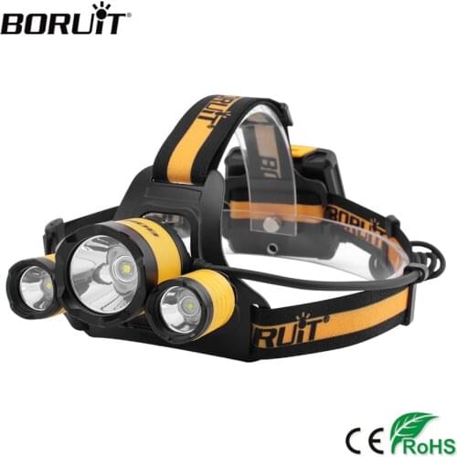 BORUiT B17 CREE XM-L2 R5 LED Hadlamp 3000LM 4-Mode Memory Headlight Waterproof Use AA Battery Head Torch for Camping Hunting