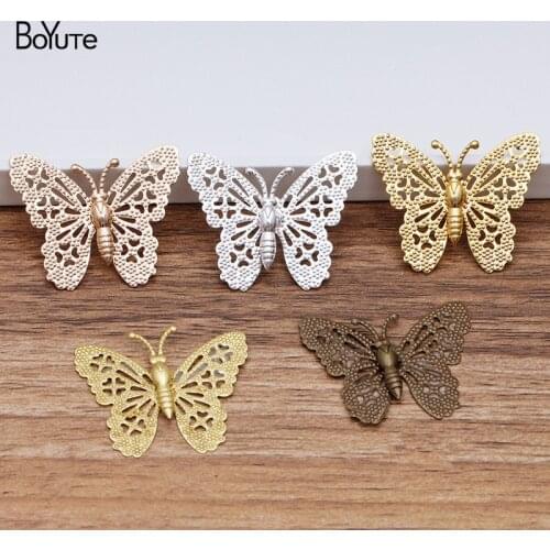 BoYuTe 20Pcs 5 Colors 20*24MM Metal Brass Filigree Butterfly Charms Jewelry Materials