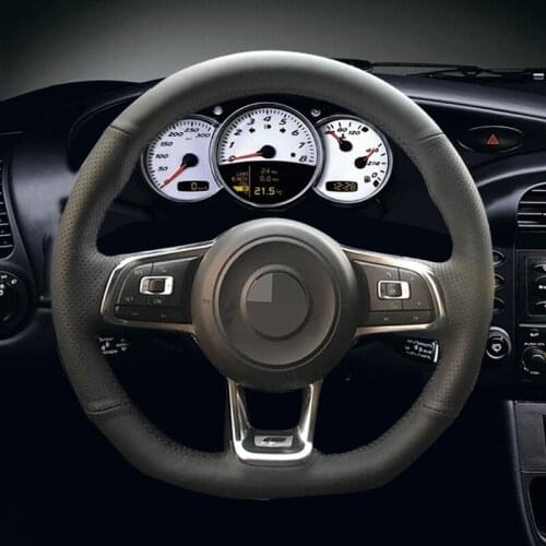 Black Artificial Leather Car Steering Wheel Cover for Volkswagen Golf 7 GTI Golf R MK7 VW Polo GTI Scirocco 2015 2016