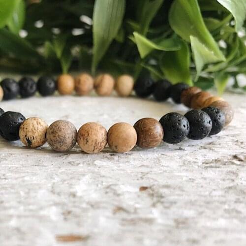 Black Lava Rock Bead Bracelet Essential Oil Diffuser Bracelet Jewelry Round Beaded Bracelets for Women Men Friend Her Gift